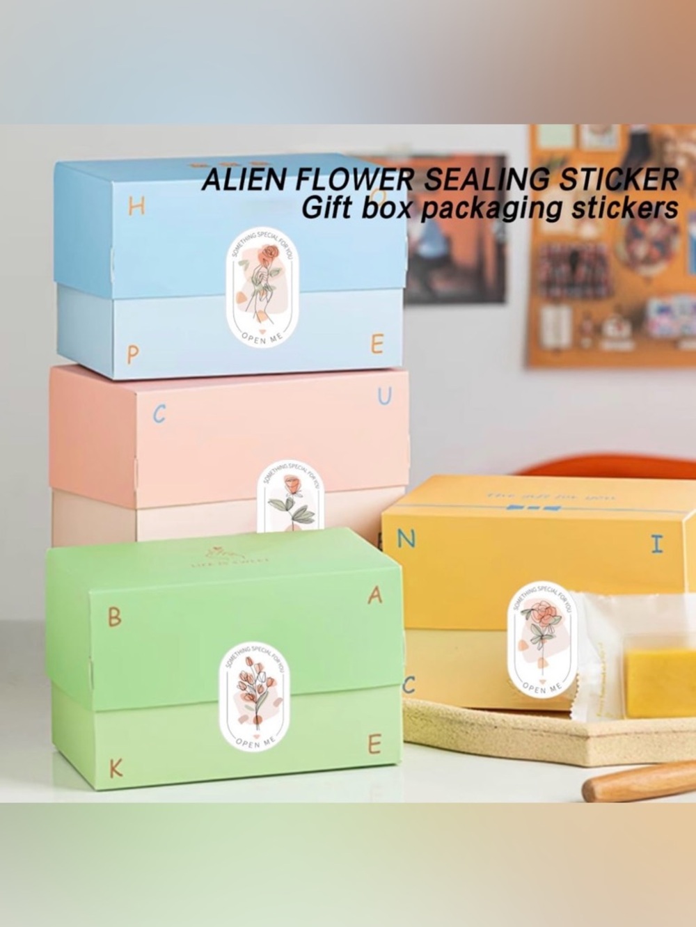 Peach Floral Sticker Sheet - 'Something Special For You' 100 Pcs - Picture 4 of 4